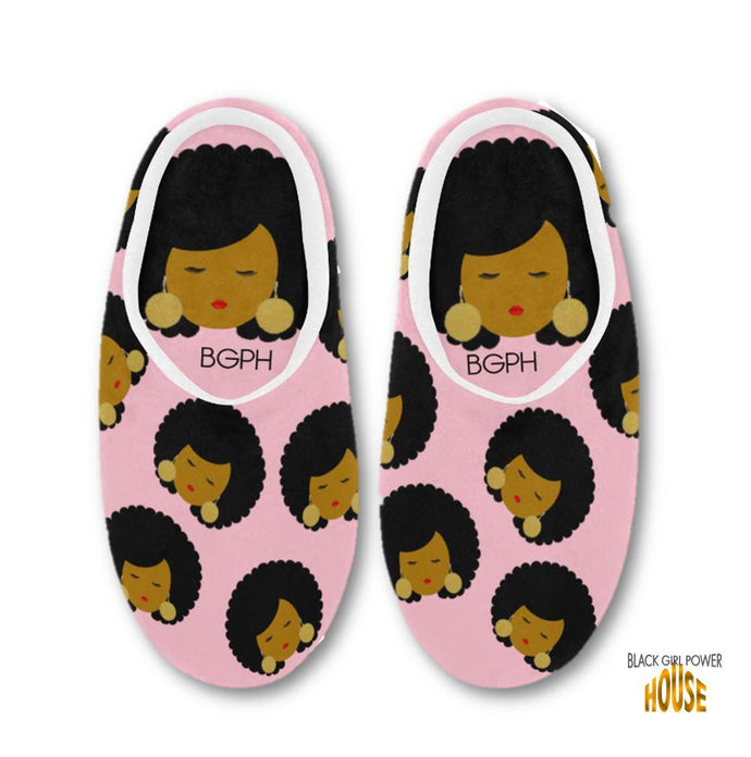 Afro Woman Plush Slippers