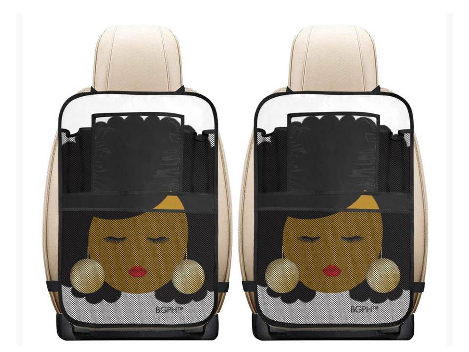 Afro Woman Car Seat Organizers with Pouches (2)