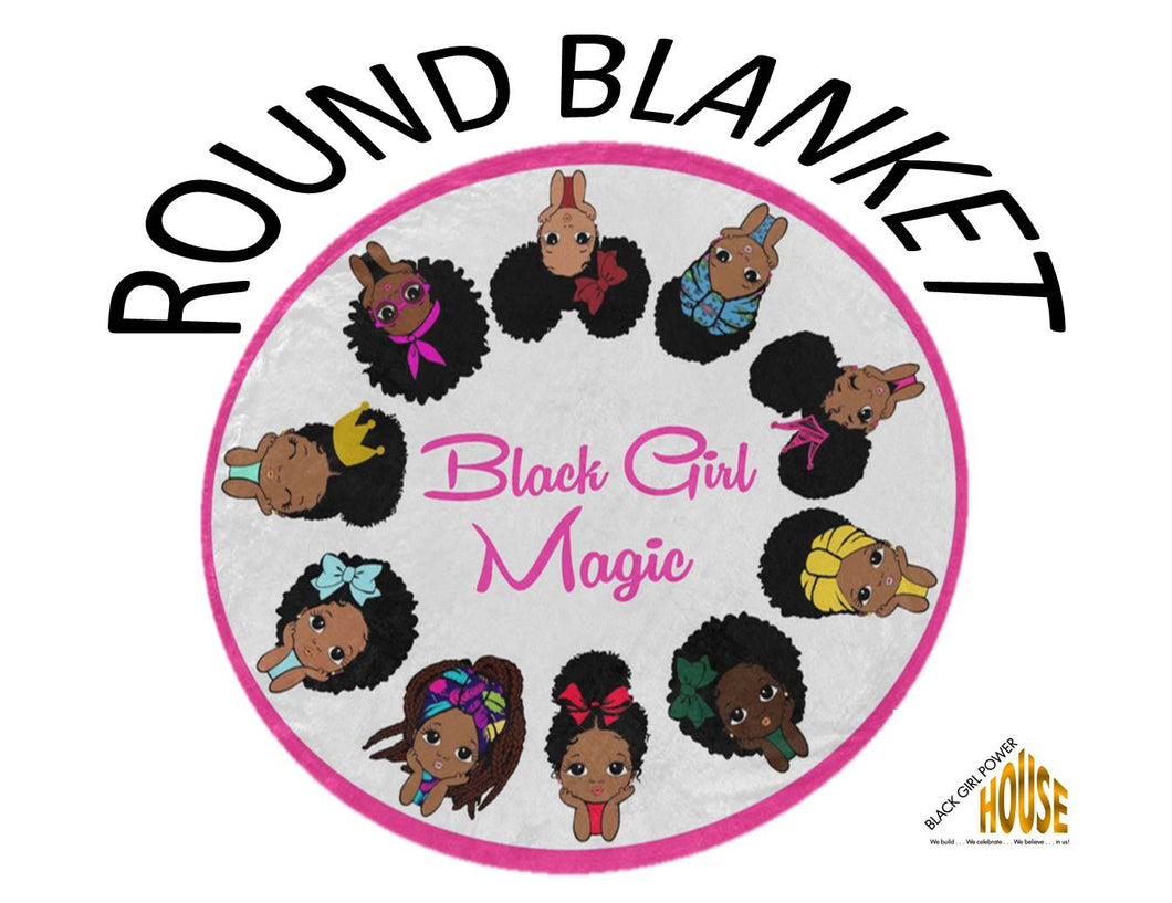 Ultra-Soft Fleece Black Girl Magic Round Blanket