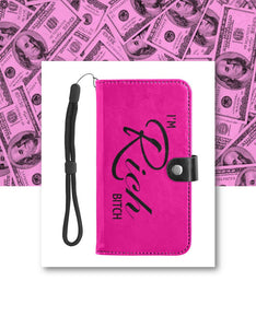 Leather Wristlet Wallet with Cell Phone Holder