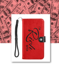 Leather Wristlet Wallet with Cell Phone Holder