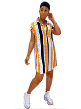 Load image into Gallery viewer, Striped Shirt Dress with Collar
