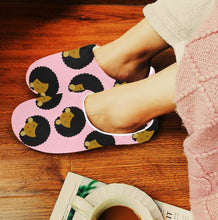 Load image into Gallery viewer, Afro Woman Plush House Slippers