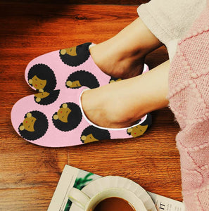 Afro Woman Plush House Slippers