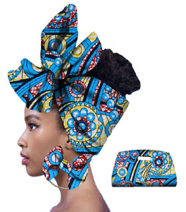 Copy of Rich African Head Scarf & Earrings (Style 4)