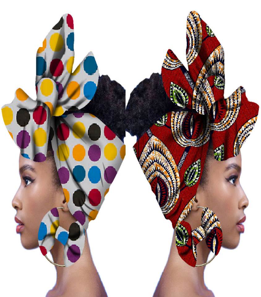 African Head Scarf & Earrings (Style 6)